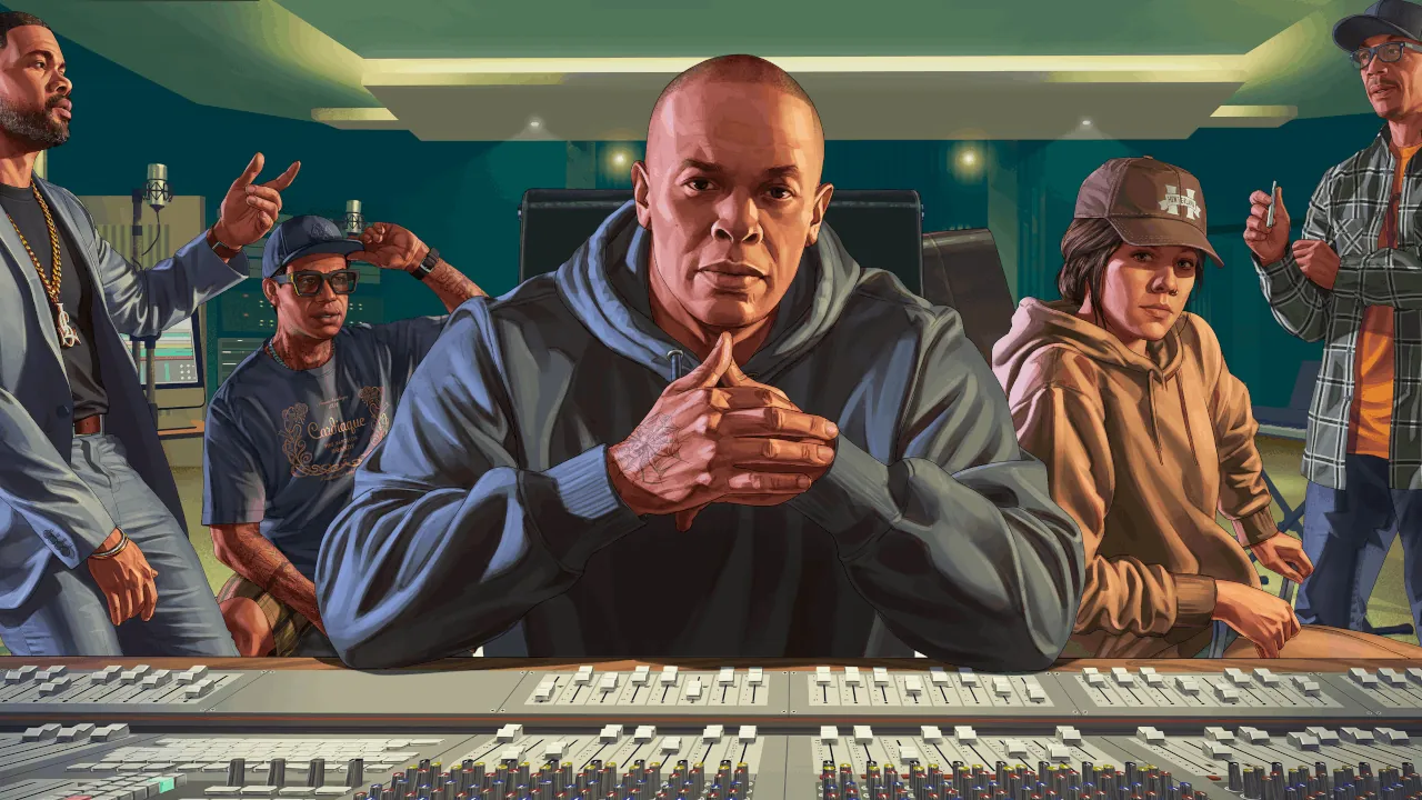 Dr. Dre podczas pracy wraz z Ekipą